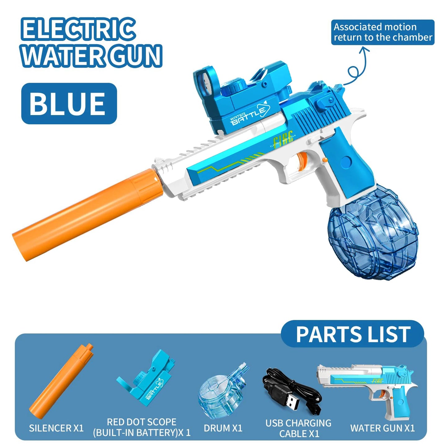 Electric Water Gun - Automatic Manual Dual Modes Rechargeable Water Gun with Large Capacity, for Summer Outdoor Pool Fun