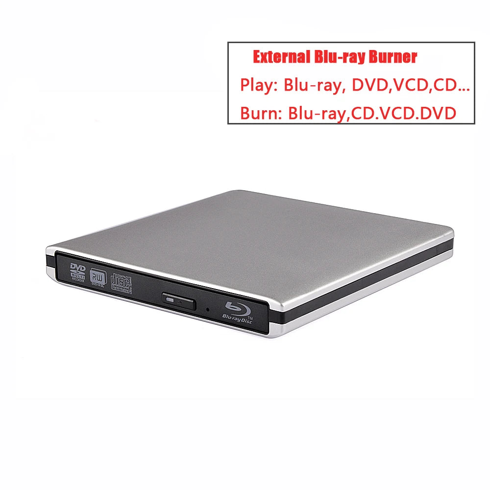 External USB3.0 Blu-Ray Reader Bluray Burner 3D BD-ROM Optical DVD Burner BD-RE Writer Bluray Play for Laptop/Desktop