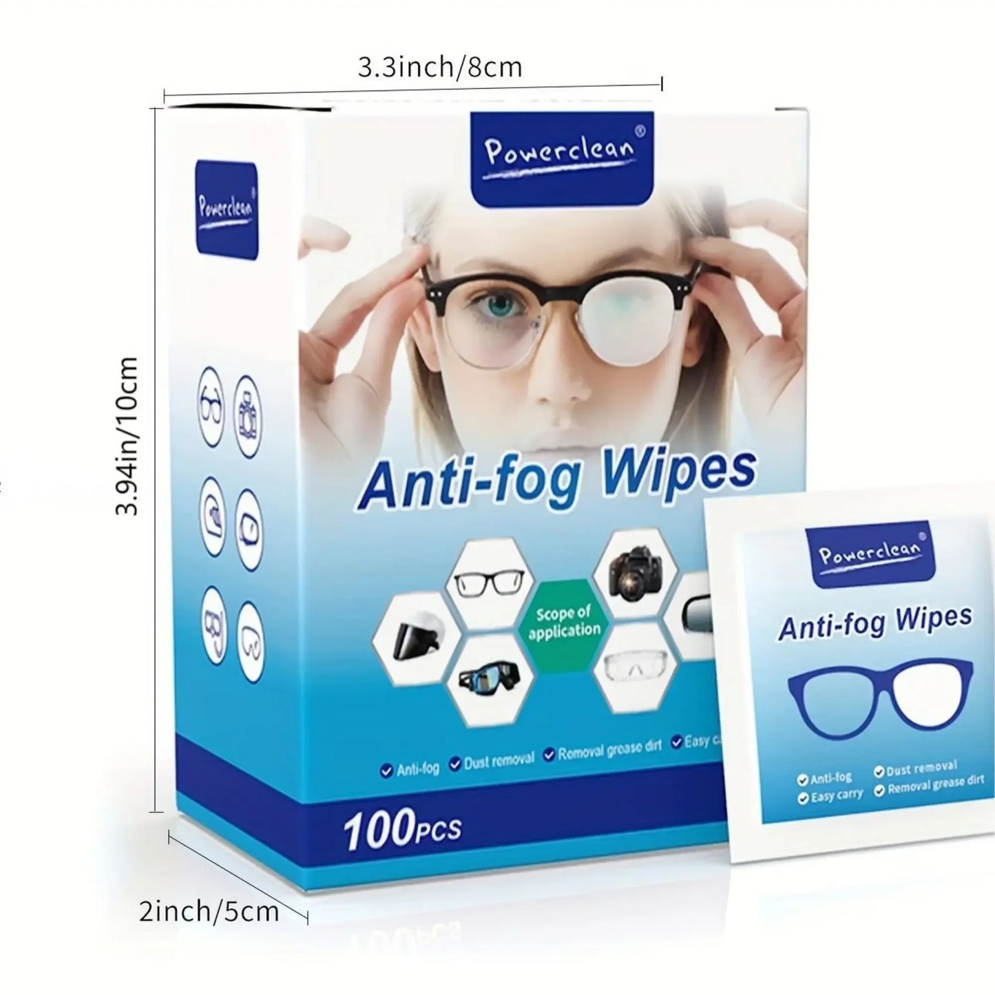 100pcs Eyeglass Cleaner Lens Wipes,Individually Wrapped Wipes,Non-Scratching,Safe For Eyeglasses, Goggles, Camera Lenses