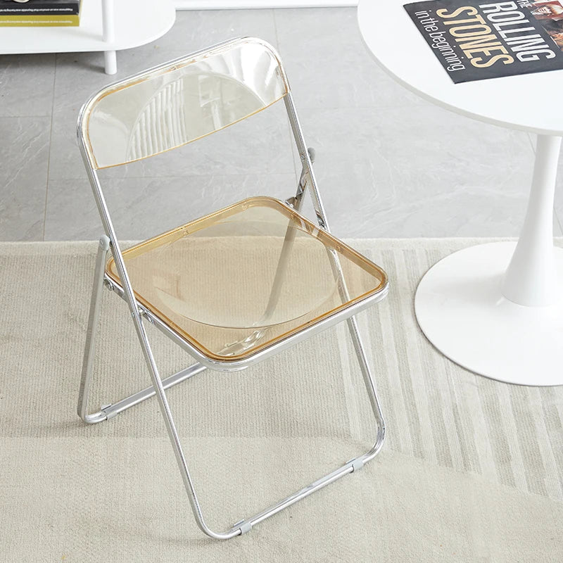 Fashion Acrylic transparent folding chair restaurant household dining chairs Office folding chair Folding stool