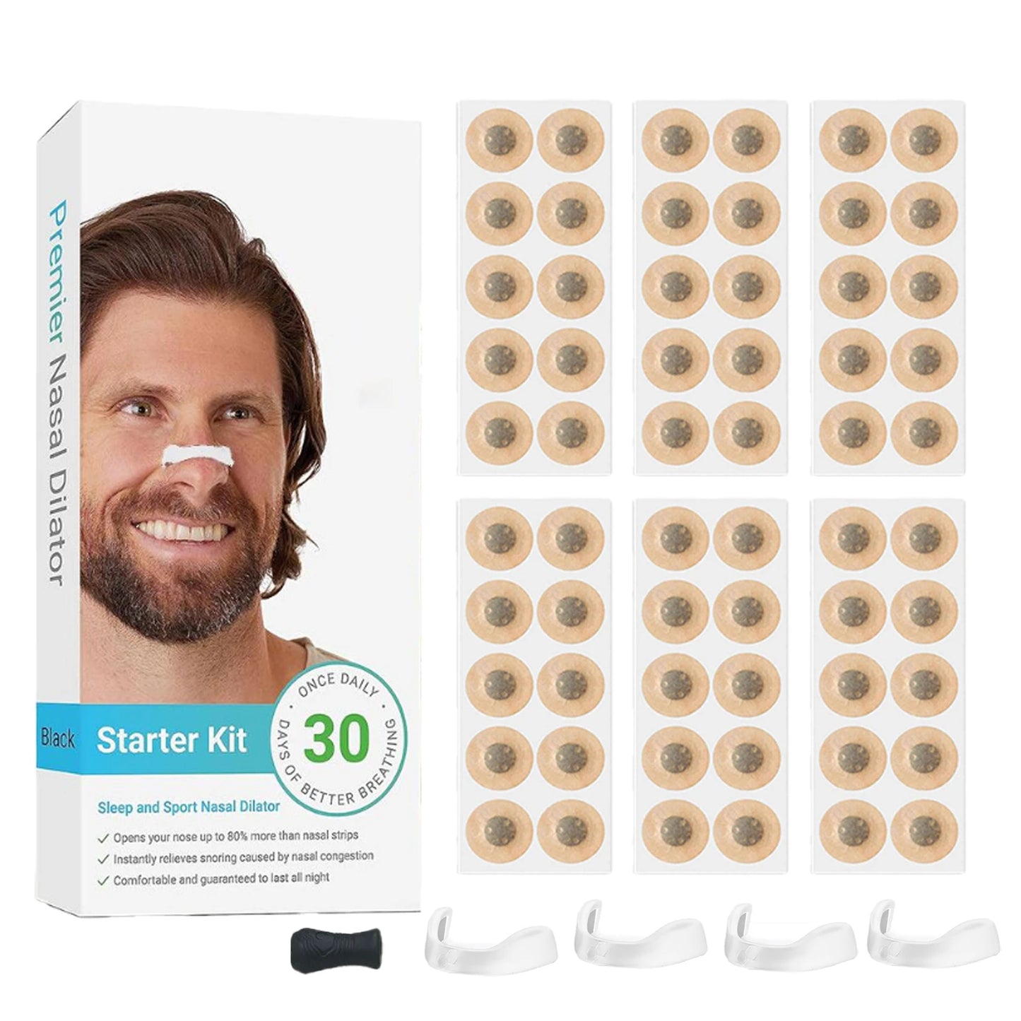 30Days/Box Nasal Breathing Dilators Kits Magnetic Nose Clip Strips Increase Sports Air Intake Improve Sleeping Anti Snoring