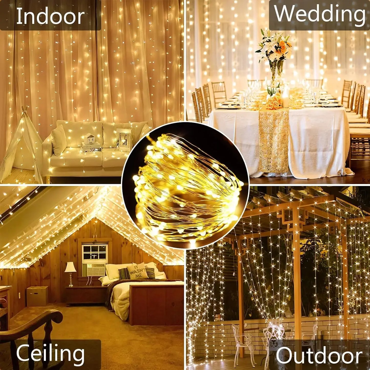 Outdoor Solar Curtain Light String Lights Garden Yard Pavilion Fairy Garland String Lights Holiday Wedding Decor Light