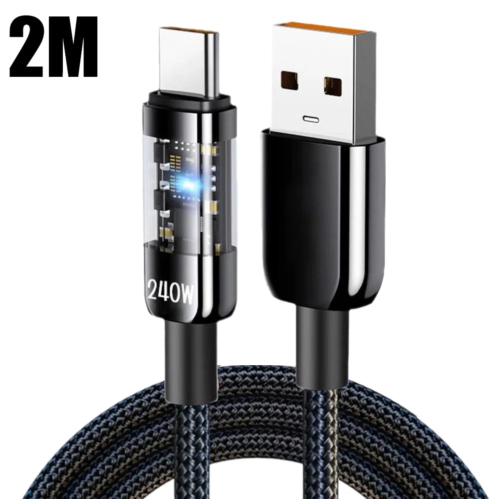 NNBILI 240W 6A USB To USB Type C Fast Charging Cable for Samsung Huawei Xiaomi LED lights Quick Charge Data Transfer USB C Cable