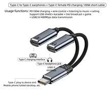 USB C Headphone and Charger Adapter 2 in 1 USB C to Aux Audio Jack with PD 100W Fast Charging Dongle Cable Cord for Galaxy S23