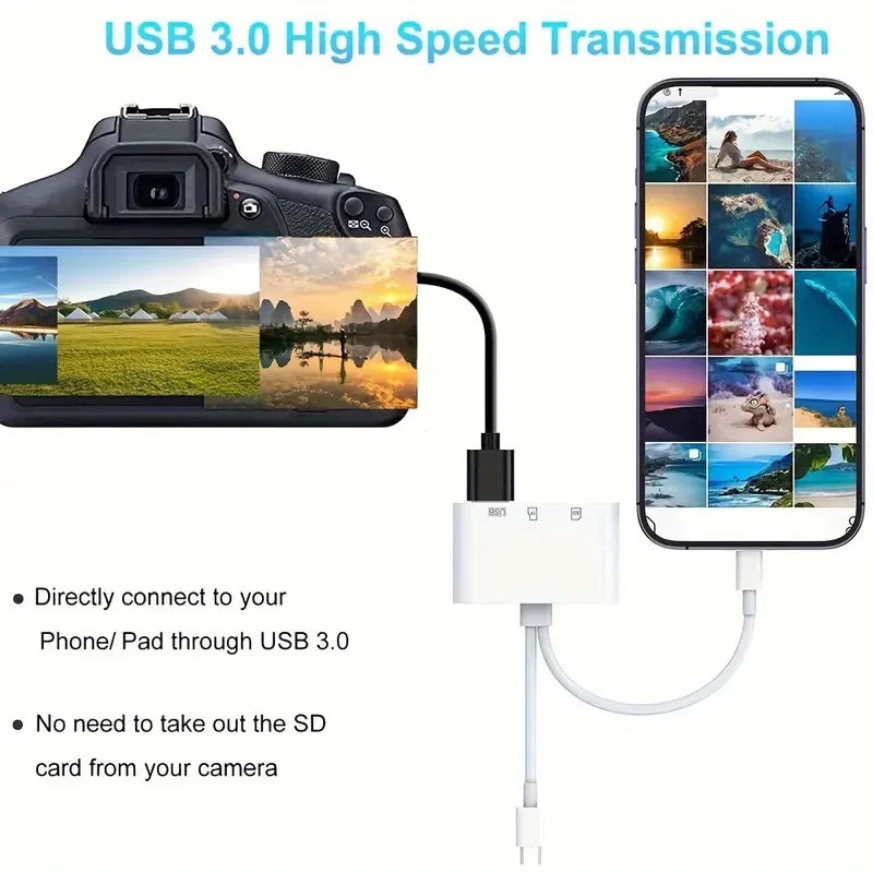 For Android Apple Card Reader SD USB Mobile Phone Transfer OTG Type-C Card Reader Multi-in-One and Card Reader Portable