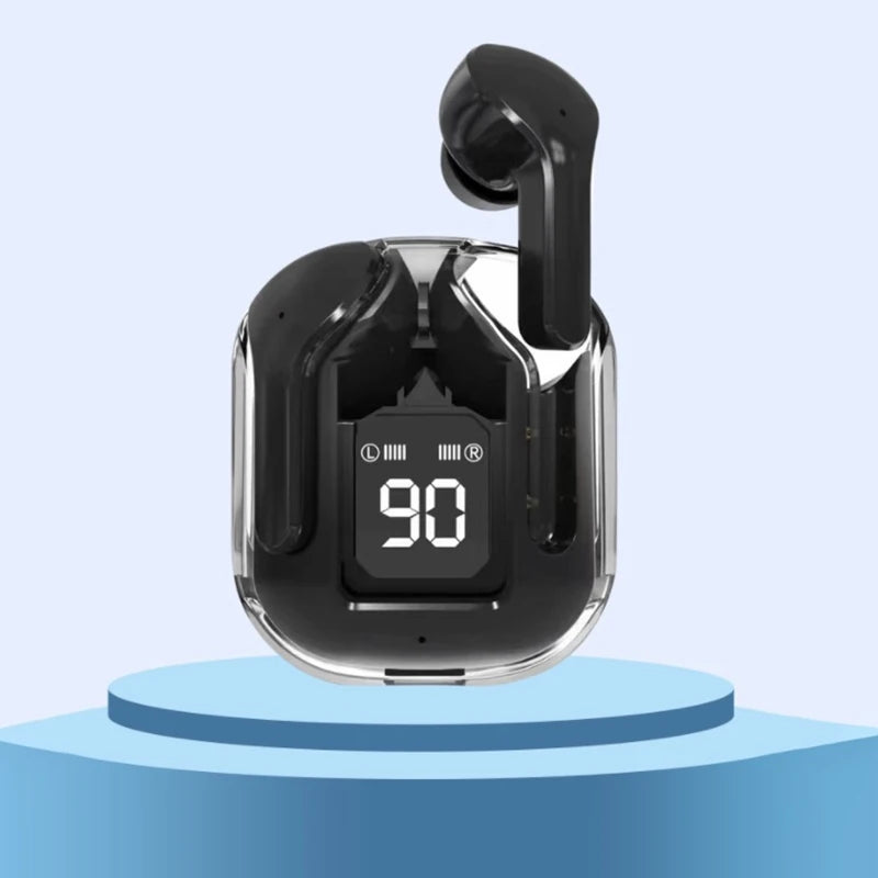 Wireless Earphones Transparent Bluetooth In Ear Headset ENC Sports Headphones LED Power Digital Display Stereo Sound Earbuds
