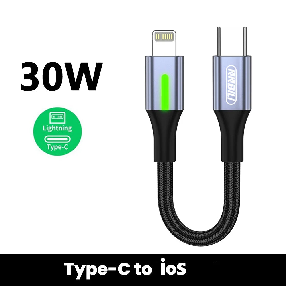 NNBILI 0.25M 0.5M Short Type C to USB C Cable Fast Charging For iPhone16 15 Xiaomi Samsung Huawei Power Bank USB C Data Cable