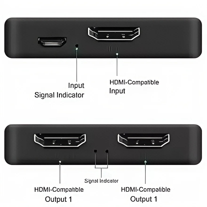 1x2 4K HDMI Splitter - 1 Input 2 Output Video Distributor for Dual Monitor, PC,Projector,Laptop,4K@60Hz HD Amplifier Switch Box