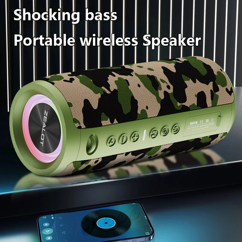 ZEALOT S51 Pro 40W Wireless Speakers, Outdoor Portable Subwoofer Speaker, Waterproof IPX 6, Dual Pairing,5200mAh Battery.