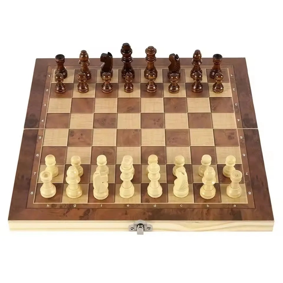 New foldable chessboard 3-in-1 wooden chessboard set for entertainment games