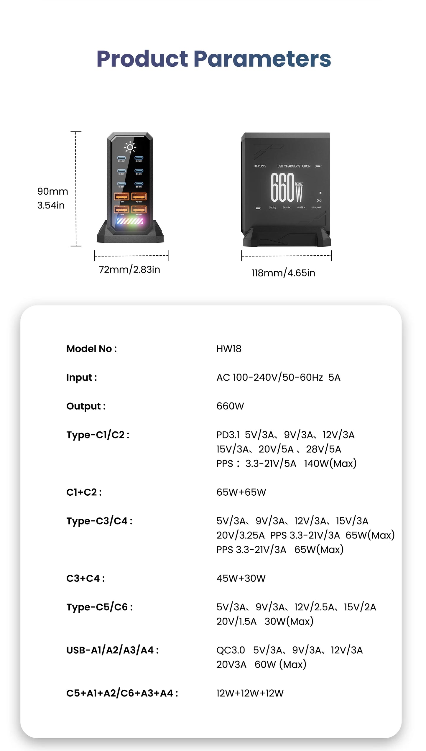 660W GaN USB C Charger Station 10 Port Fast Charger Type C PD3.1 PD3.0 PPS Quick Charger For Macbook Pro iPad iPhone 16 Samsung