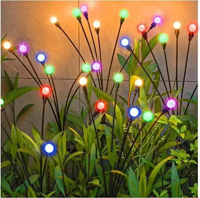 10 LED Outdoor Solar Firefly Lights Warm White RGB IP65 Waterproof Garden Starburst Light for Garden Path Yard Patio Landscape
