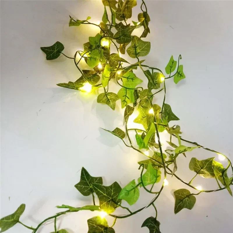 Floral Green Leaf String Lights Artificial Vine Fairy Lights Solar Lights Garland Lights for Home Decoration Christmas Lights