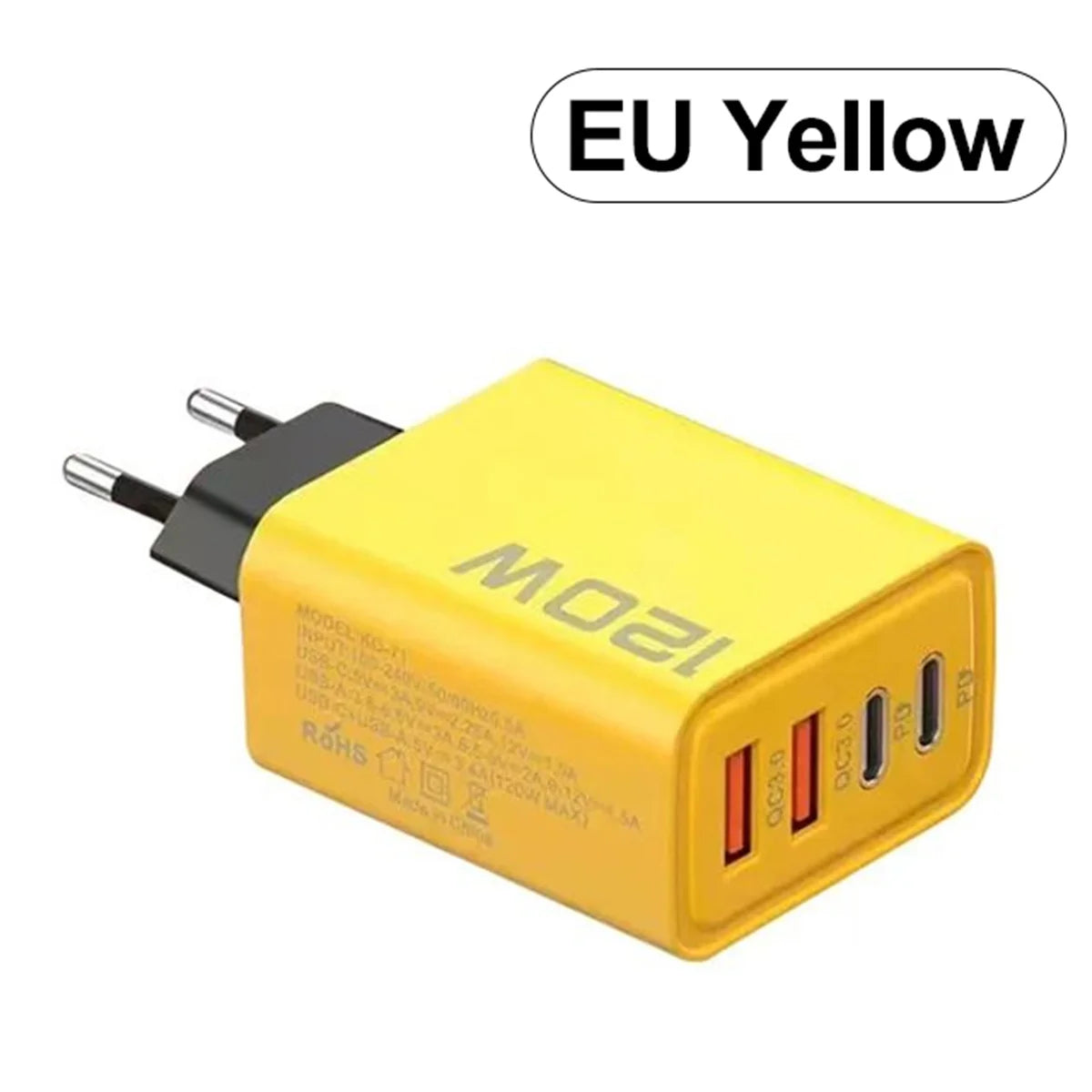 120W Total Fast Charging Phone Charger PD Quick USB Type-C Wall Adapter for iPhone 16/15/13 Xiaomi 14 Huawei Redmi OnePlus