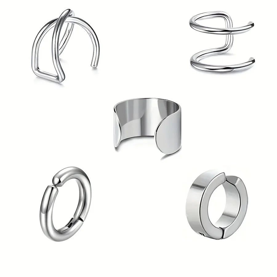 Stainless Steel Clip Earrings for Women High Quality Creative Simple C Non-Piercing Ear Clip Cuff Ear Buckle Trend Jewelry Gift