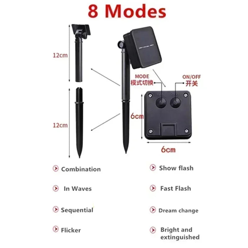 2 Pack Solar Fairy Lights 300LED Solar String Lights Outdoor Waterproof 8 Modes Copper Wire Twinkle Light