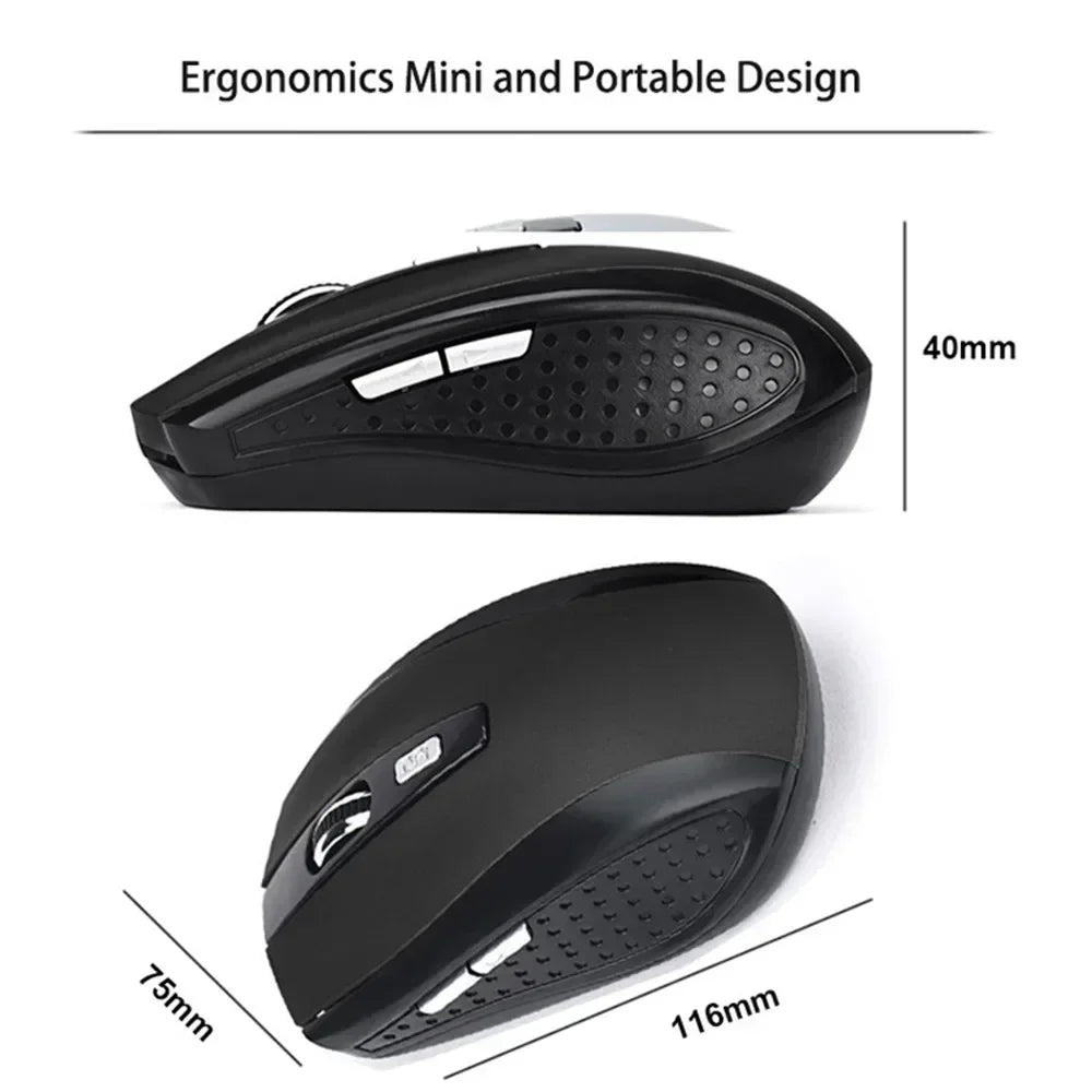 Portable 2.4G Wireless Mouse Ergonomics Mouse Mobile Optical Office Mouse for Notebook Laptop MacBook Adjustable 1600DPI Levels