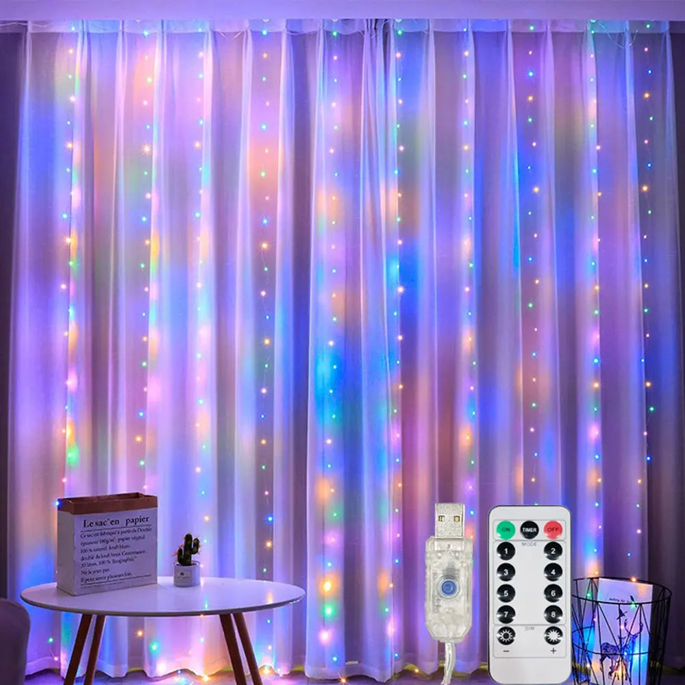USB Curtain String Lights 8 Modes Fairy Light Christmas Halloween Garland Holiday Led Light Wedding Party Home Bedroom Decor
