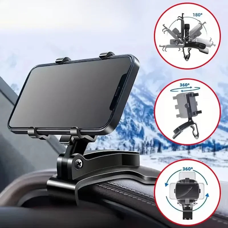 360 Degree Rotation Car Phone Holder Stand Universal Car Dashboard Clip Mount GPS Bracket For iPhone Samsung Xiaomi Huawei Phone