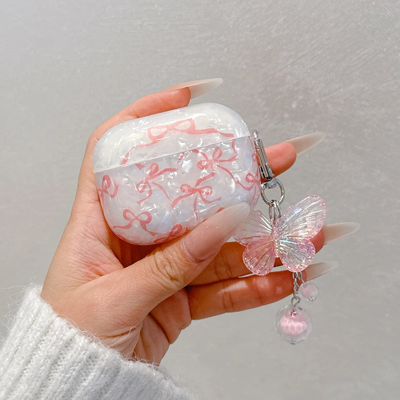 For Airpods 4 3 2 1 Case Cute Glitter Bow knot Shell pattern Crystal Soft Clear Earphone Cover For Airpods Pro 2 2nd Protective
