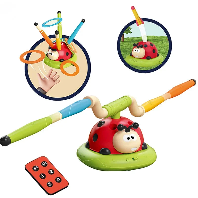 Musical Jump Sports Toys 5 in 1 3 in 1 Toss Ring Game Toy and Shooting Launcher for Kids Ladybug Multifunction Outdoor Machine