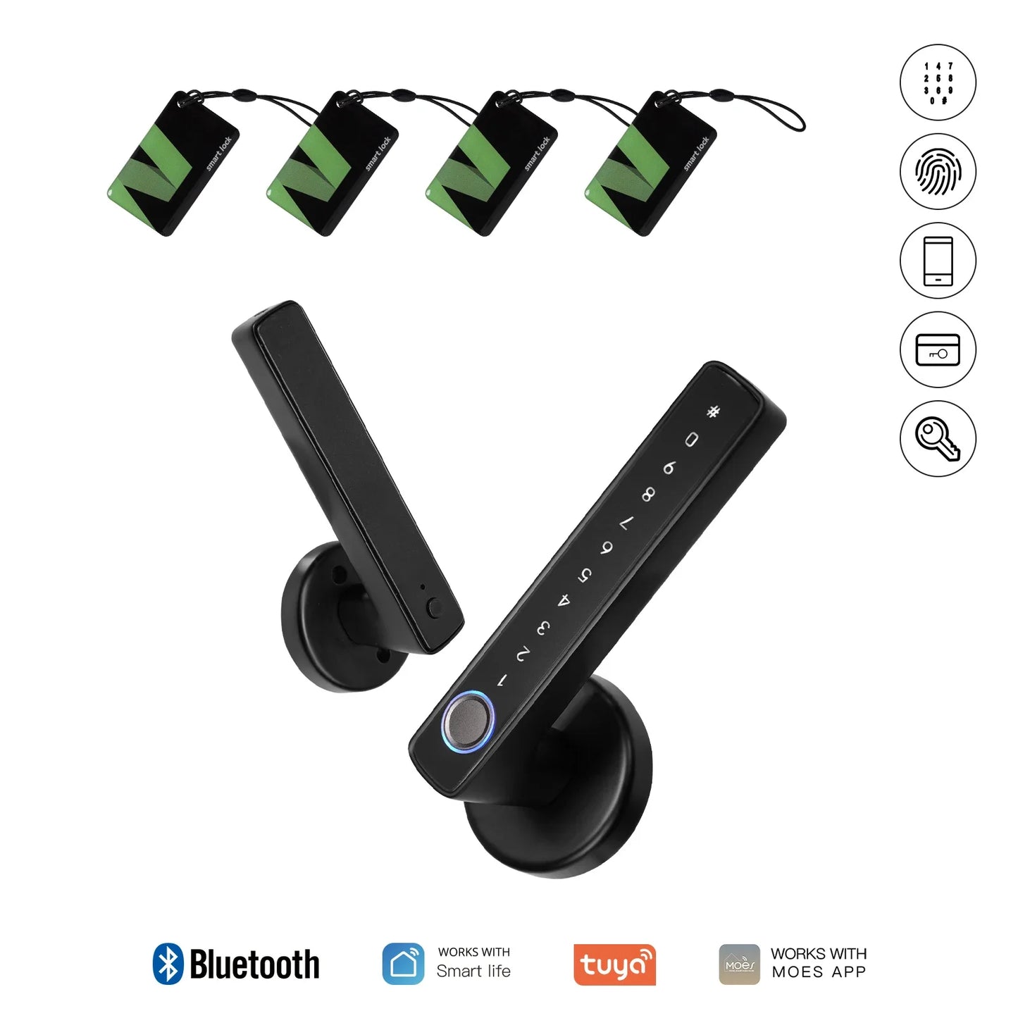 MOES Tuya Bluetooth Smart Fingerprint Door Handle Lock Electronic Password APP Remote Unlock Hotel Apartment Office Rental House