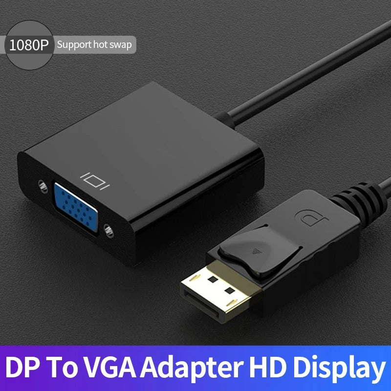 DisplayPort DP to VGA Adapter Cable Display Port For Projector DTV TV HDVD Laptop DP Male to VGA Female Converter Adapter Cable