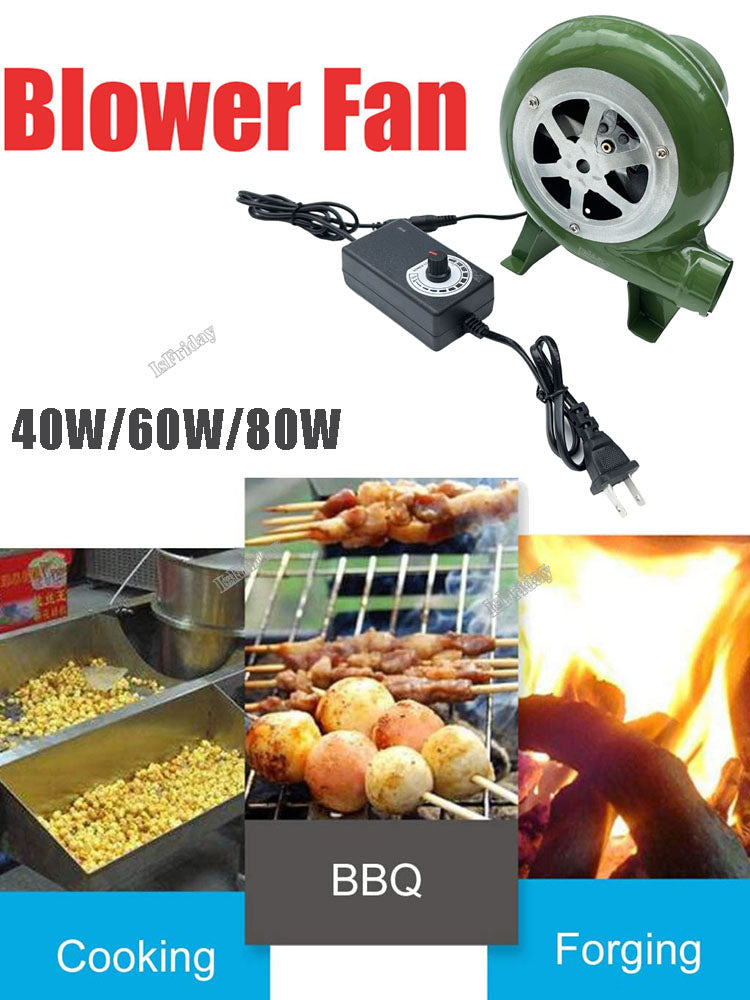Electric Blower Fan BBQ Fan 100v 220v Suitable for Barbecue Mini Blacksmith Forges Blower with Speed Adapter AC100-240V M89B