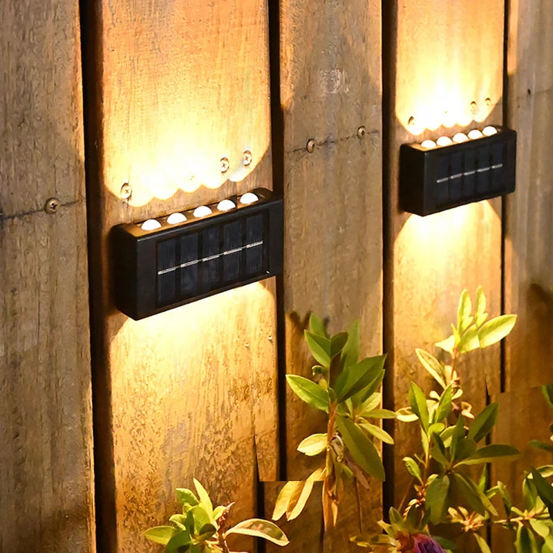 10LED Solar Wall Lights Outdoor Waterproof Security LED Lighting For Garden Yard Fence Decor Lamps