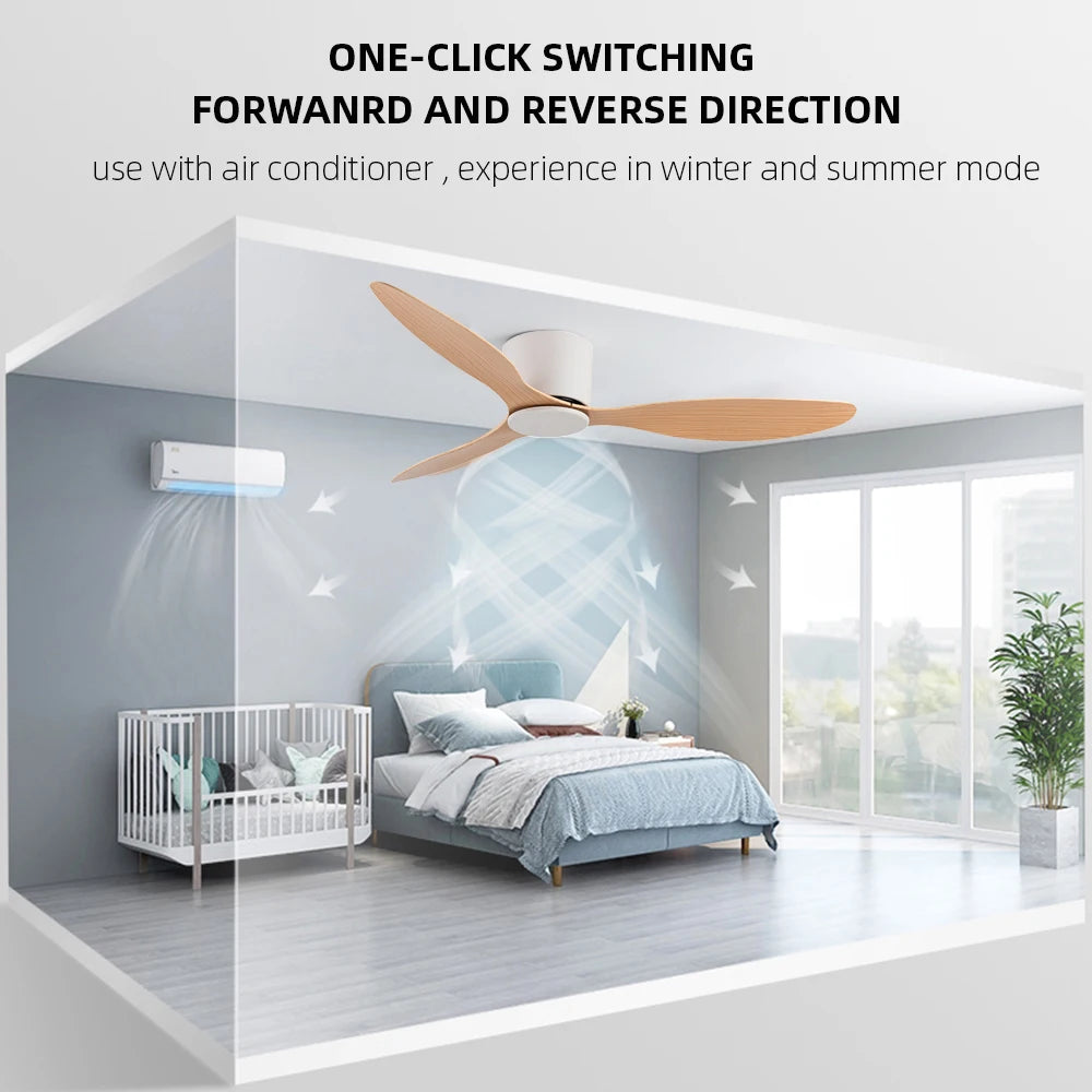 IRALAN 42inch/52inch Ceiling Fan without Light,6-Speed Reversible,Timer,Outdoor Bedroom Living Room-White/Black/Wood