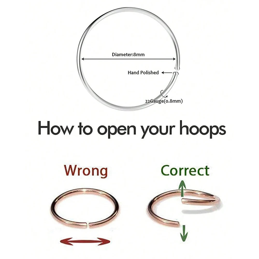 3Pcs 14K Gold Plated Nose Rings Hoops for Women/Men, 22 Gauge 8mm Small Thin Nose Piercing Jewelry,Tiny Septum Cartilage Helix