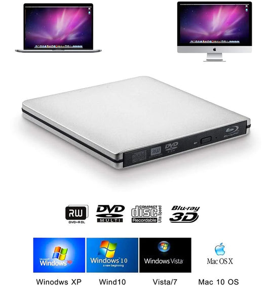 External USB3.0 Blu-Ray Reader Bluray Burner 3D BD-ROM Optical DVD Burner BD-RE Writer Bluray Play for Laptop/Desktop