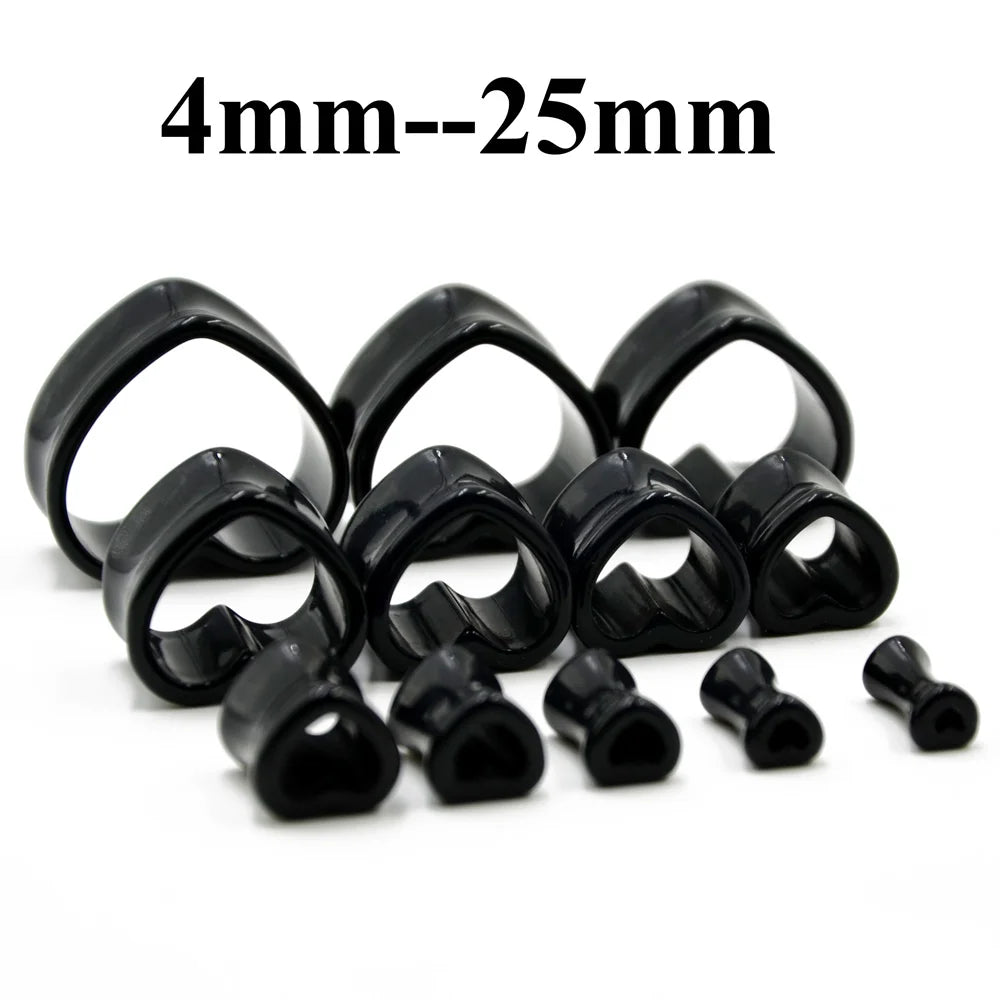 Acrylic Love Black White Heart Shaped Hollow Transparent Ear Gauge Piercing Clear Ear Tunnel Ear Expander 4mm-25mm