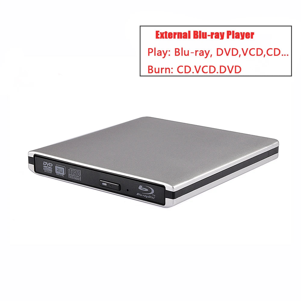 External USB3.0 Blu-Ray Reader Bluray Burner 3D BD-ROM Optical DVD Burner BD-RE Writer Bluray Play for Laptop/Desktop
