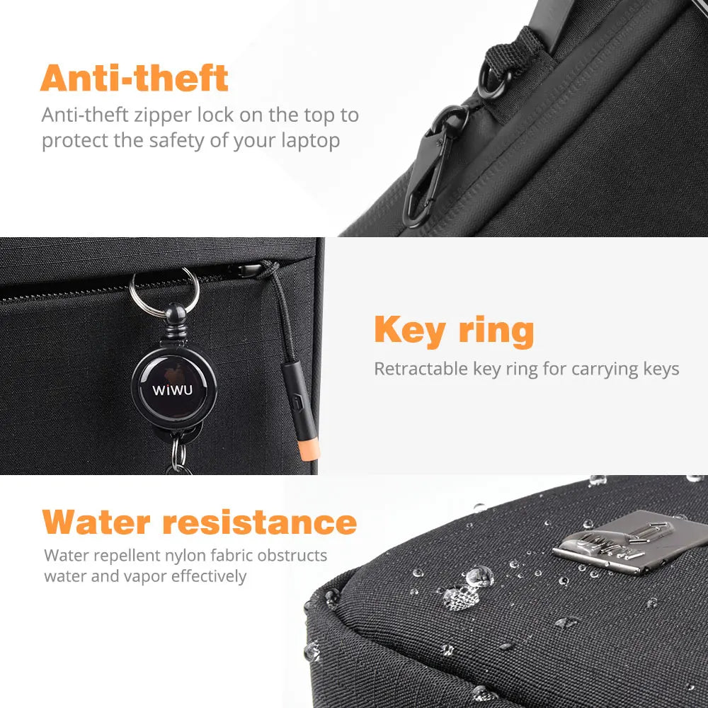 WIWU New Portable Laptop Sleeve 13 14 Double Layer Laptop Bag for MacBook Air 15 Air 13 2025 Case Waterproof Bag for Laptop 15.6