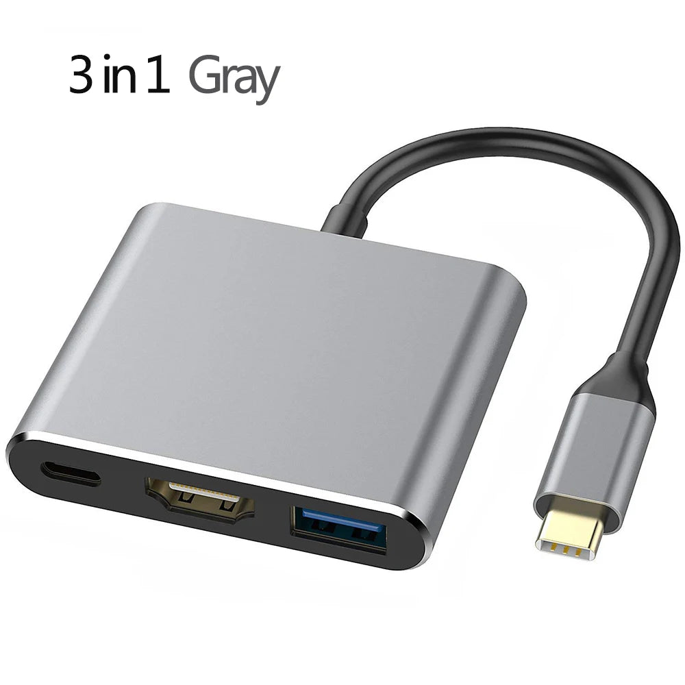 USB 3.0 Type-C Hub to 4K HDMI Adapter Thunderbolt 3 RJ45 USB C Hub VGA TF SD Reader Slot for MacBook Pro M3 M2 Air 13 2022 2021