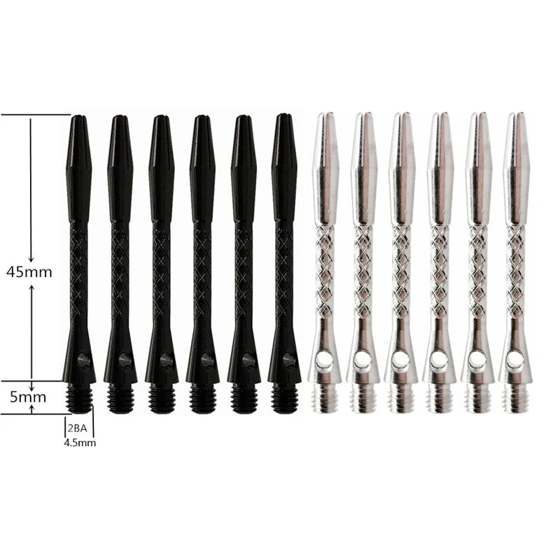 High-quality 6Pcs/Lot Darts Shaft Aluminium Alloy Material 45mm Shafts Silvery White and Black Two Colour