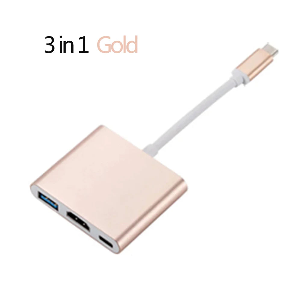 USB 3.0 Type-C Hub to 4K HDMI Adapter Thunderbolt 3 RJ45 USB C Hub VGA TF SD Reader Slot for MacBook Pro M3 M2 Air 13 2022 2021