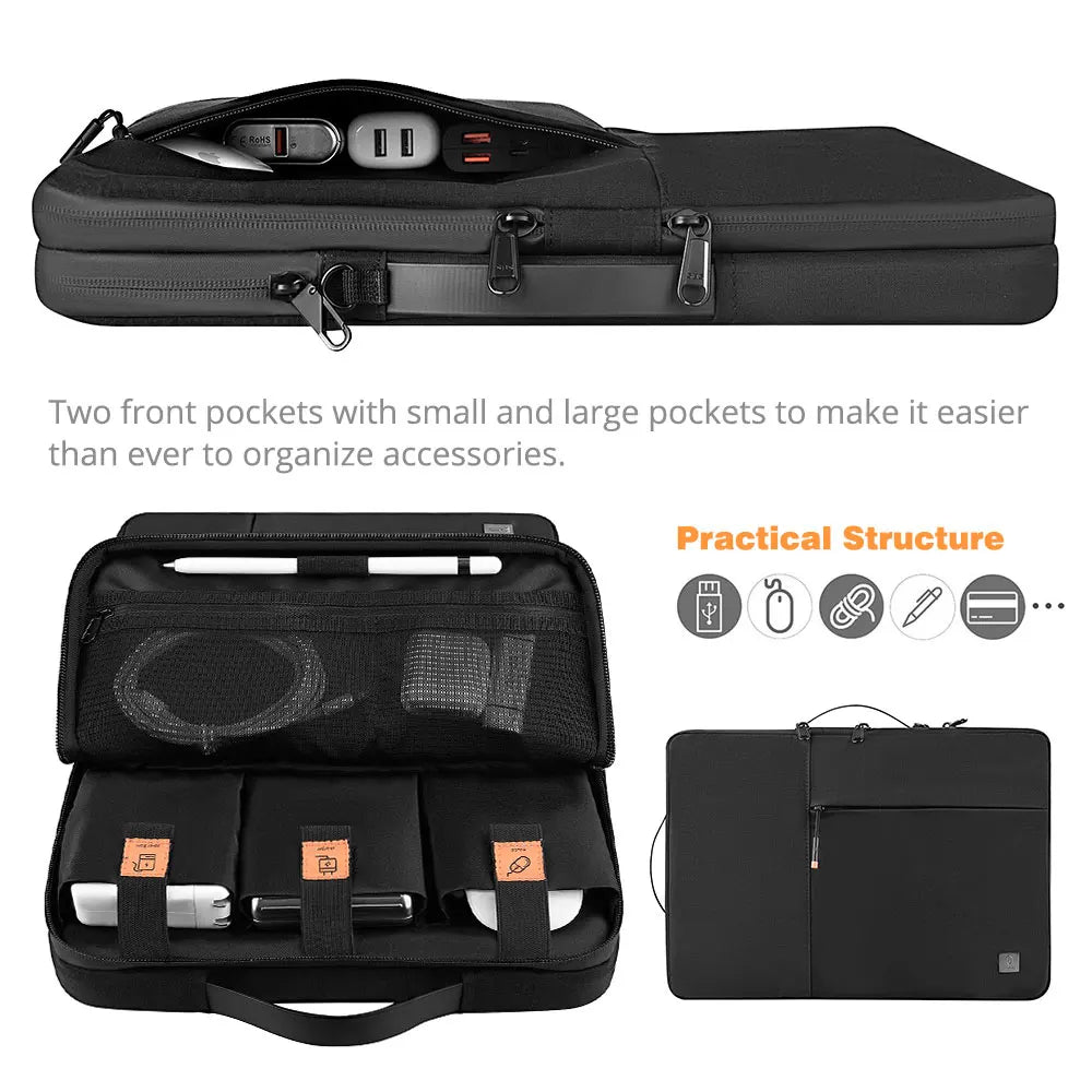 WIWU New Portable Laptop Sleeve 13 14 Double Layer Laptop Bag for MacBook Air 15 Air 13 2025 Case Waterproof Bag for Laptop 15.6