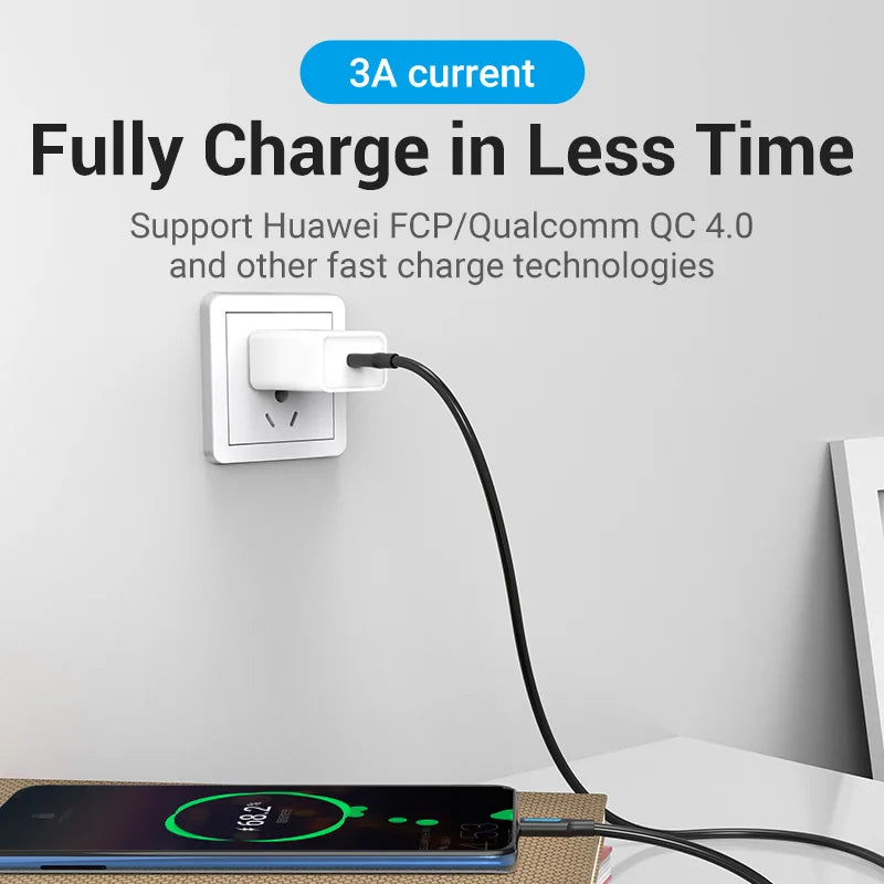 PD 60W USB C to USB Type C Cable Fast Charge Quick Charge 4.0 USB-C Data Cable for Macbook Pro Huawei P30 Samsung S20