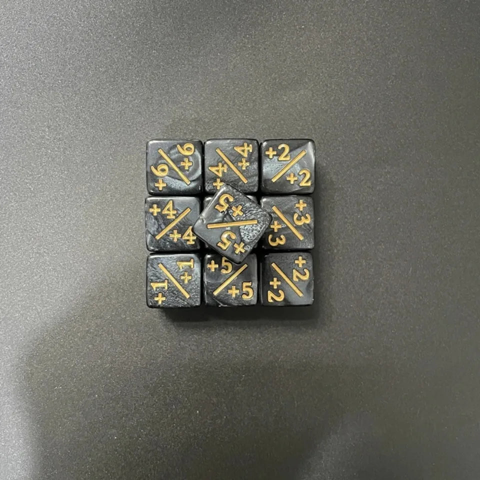 10pcs 1.6cm/0.63-inch dice counter with positive+1/+1 and negative -1/-1 dual color positive and negative dice