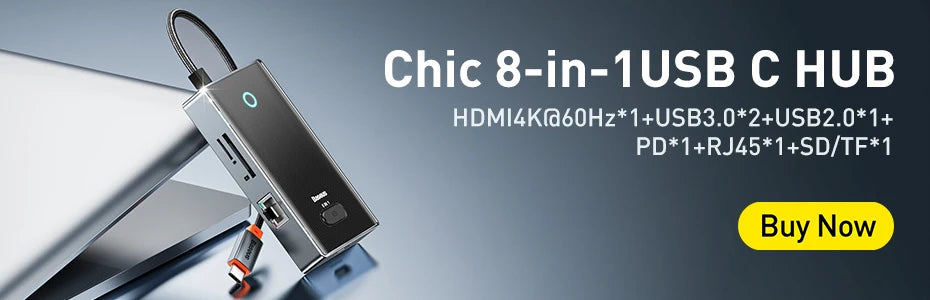 Baseus USB Type C HUB to HDMI-compatible USB 3.0 Adapter 6 in 1 Type C HUB Dock for MacBook Pro Air USB C Splitter