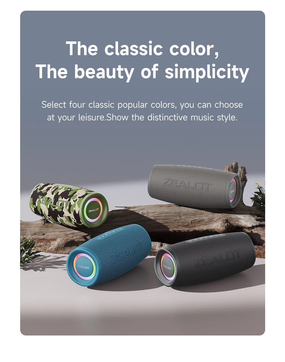 ZEALOT-S56 Bluetooth Speaker 40W Output Power Bluetooth Speaker with Excellent Bass Performace IPX6 Waterproof Camping Outdoor