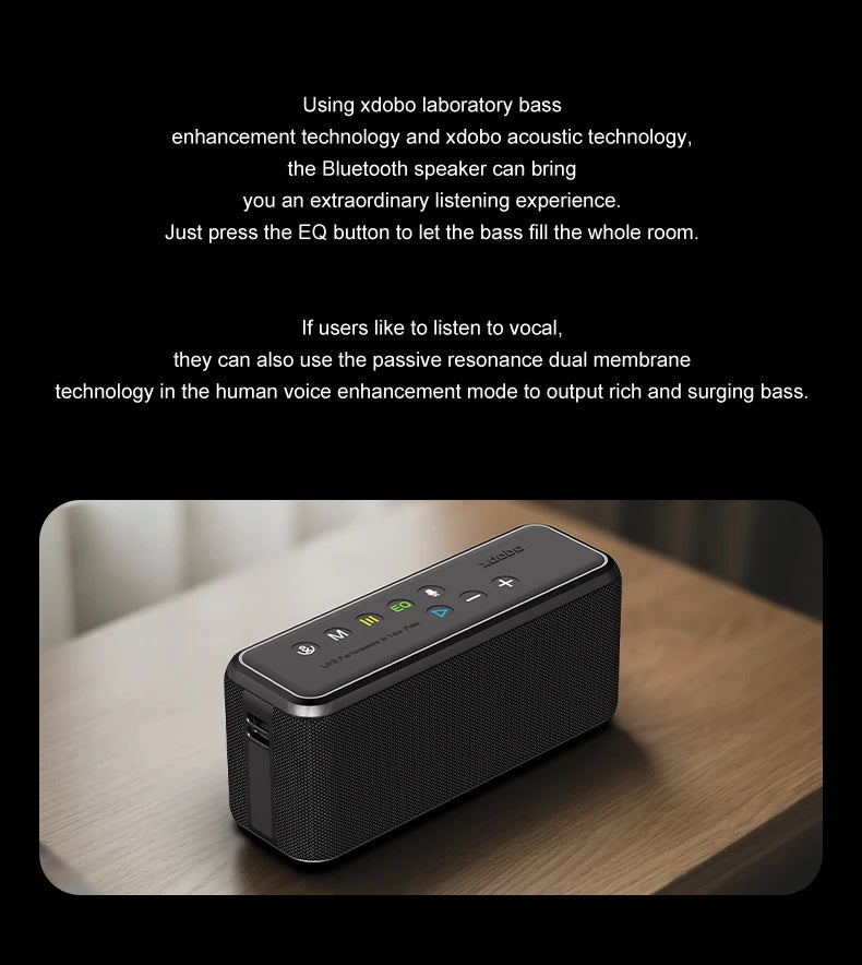 Super Power XDOBO X8 Max 100W Portable Wireless Speaker TWS Subwoofer Support USB/TF/AUX 20000mAh Four-cell Power Bank Function