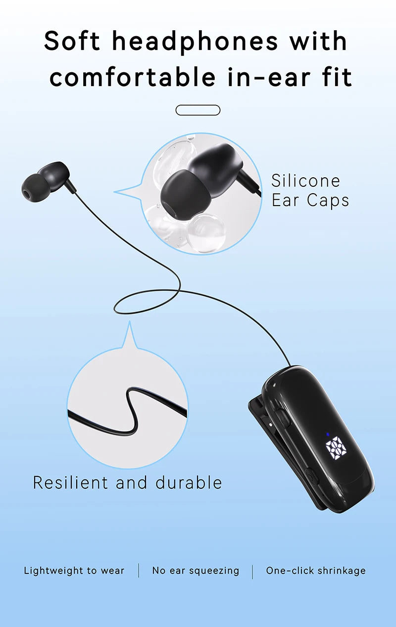 New K88 Lavalier Business Headset Bluetooth 5.4 Bass Earphone Call Vibration Reminder+Voice Number Reporting Wireless Headphone