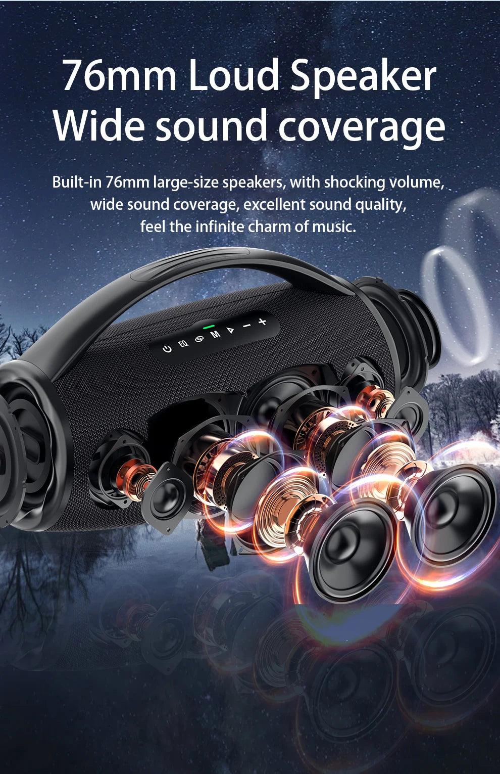 ZEALOT S97 80W Wireless speaker, Outdoor Portable Subwoofer Speaker, Hifi Sound quality,Dual Pairing, Fast Charging,16000mAh.
