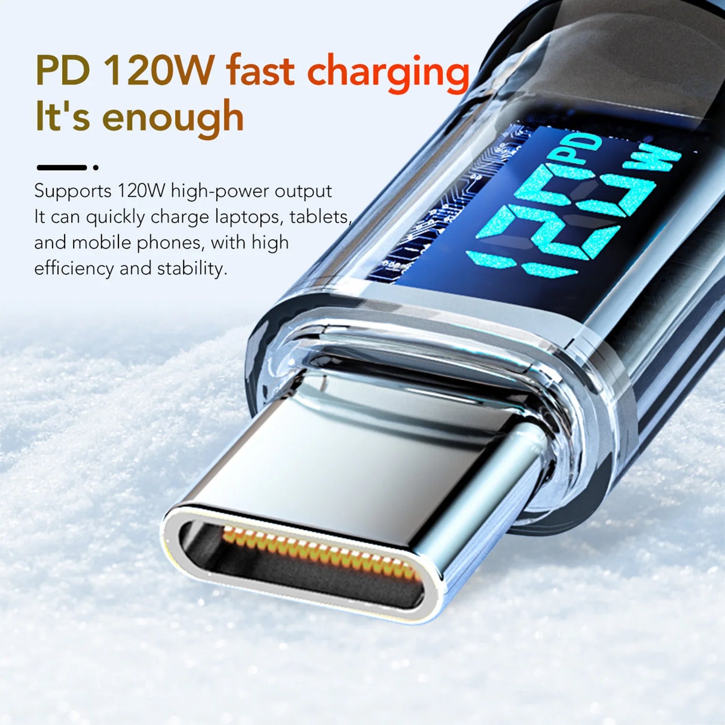 120W [Ultra-fast Super Charging Cable]120W LCD Watt Digital Display, Compatible for Samsung, Xiaomi, POCO, Tesla