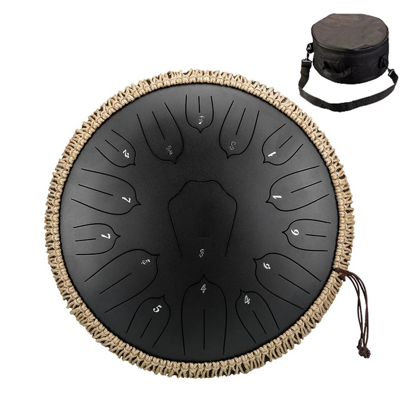 Hluru Music Drum 13 Inch 15 Notes Glucophone Steel Tongue Drum 15 Notes D Tone Ethereal Drum  Percussion Musical Instruments