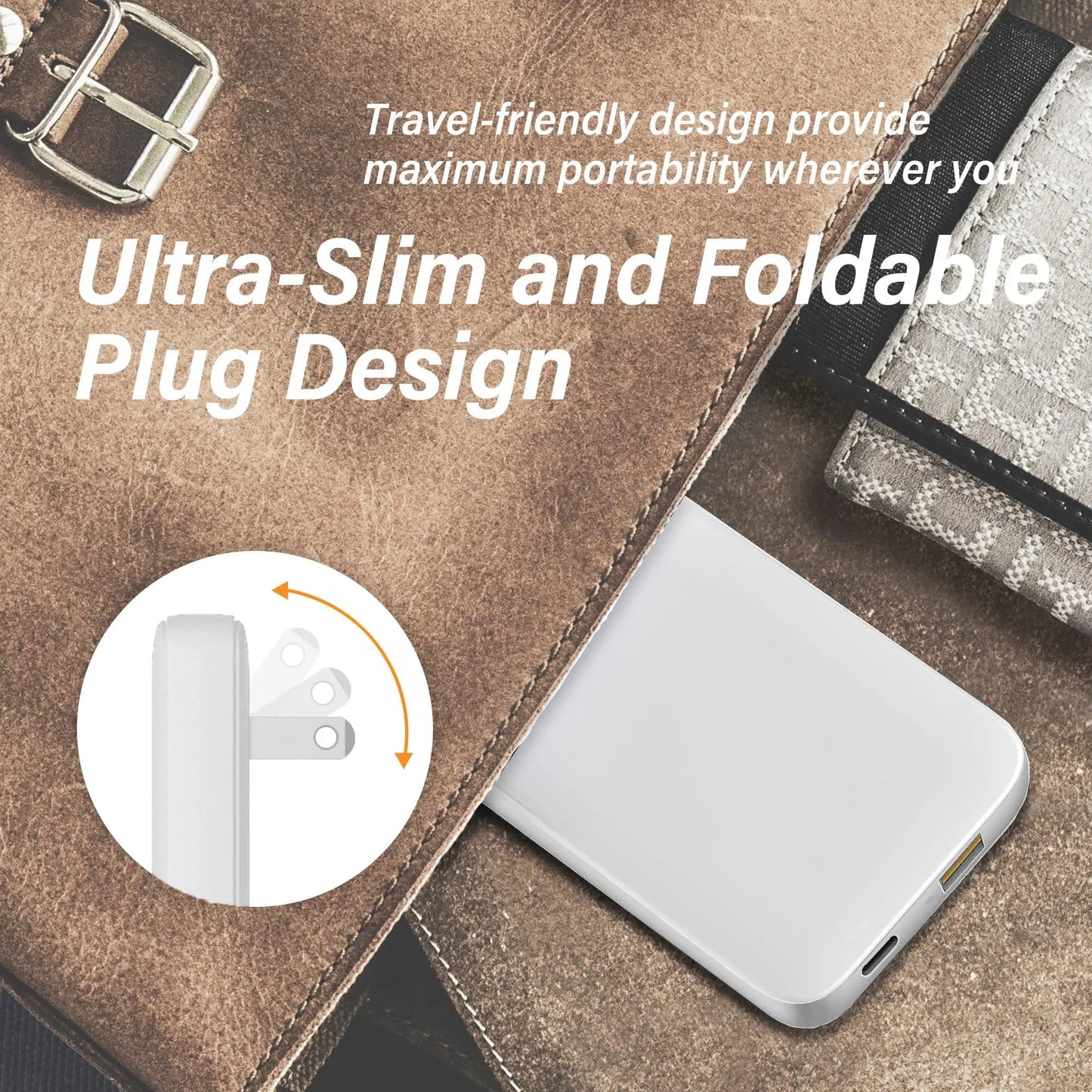 Flat USB C Wall Charger 65W GaN USB-A USB-C Wall Charger Ultra Slim Folding Travel Dual Port USB Wall Charger For Phones Tablets