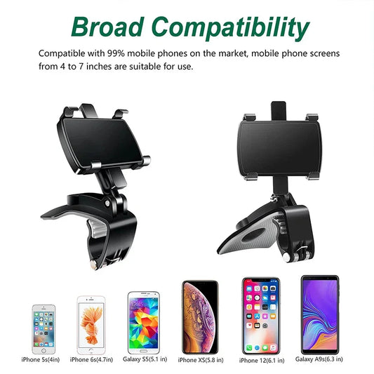 360 Degree Rotation Car Phone Holder Stand Universal Car Dashboard Clip Mount GPS Bracket For iPhone Samsung Xiaomi Huawei Phone